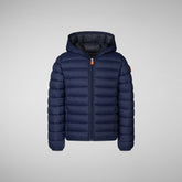 Boys' animal free hooded puffer jacket Dony in navy blue | Save The Duck