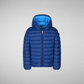 Boys' animal free hooded puffer jacket Dony in navy blue | Save The Duck