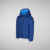 Boys' animal free hooded puffer jacket Dony in eclipse blue | Save The Duck