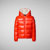 Boys' animal free hooded puffer jacket Gavin in poppy red - New In | Save The Duck
