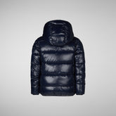 Boys' animal free hooded puffer jacket Gavin in blue black - Sale | Save The Duck
