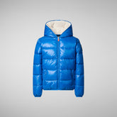 Boys' animal free hooded puffer jacket Gavin in blue berry - Boys | Save The Duck