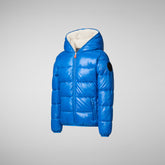 Boys' animal free hooded puffer jacket Gavin in blue berry - Private Sale | Save The Duck