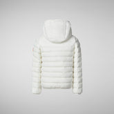 Girls' animal free hooded puffer jacket Lemy in off white - Piumini Bambino Animal-Free | Save The Duck