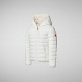 Boys' animal free hooded puffer jacket Lemy in off white - Private Sale | Save The Duck