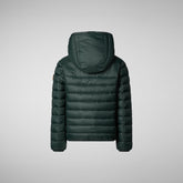 Boys' animal free hooded puffer jacket Lemy in green black - Sale | Save The Duck