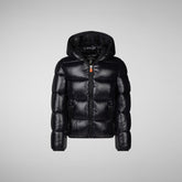 Boys' animal free hooded puffer jacket Artie in black | Save The Duck