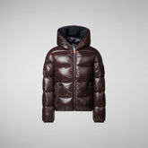 Boys' animal free hooded puffer jacket Artie in brown black - Sale | Save The Duck