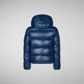 Boys' animal free hooded puffer jacket Artie in ink blue | Save The Duck