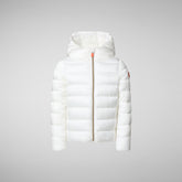 Girls' animal free hooded puffer jacket Bibi in off white - Bambina | Save The Duck