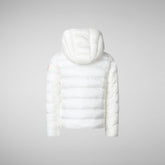 Girls' animal free hooded puffer jacket Bibi in off white - Animal-Free Puffer Jackets Girl | Save The Duck