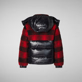 Unisex kids' animal free puffer jacket Zai in check flame red and black - Bambino | Save The Duck