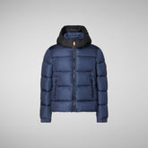 Boys' animal free hooded puffer jacket Rumex in navy blue - New In | Save The Duck