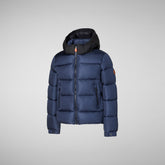 Boys' animal free hooded puffer jacket Rumex in navy blue - New In | Save The Duck