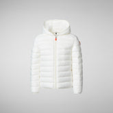 Girls' animal free hooded puffer jacket Lily in off white - Bambina | Save The Duck