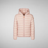 Girls' animal free hooded puffer jacket Lily in withered rose | Save The Duck