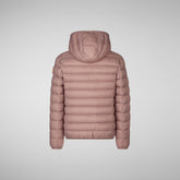 Girls' animal free hooded puffer jacket Lily in withered rose | Save The Duck
