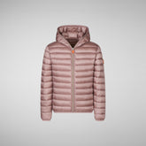 Girls' animal free hooded puffer jacket Iris in misty rose - Private sale | Save The Duck