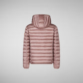 Girls' animal free hooded puffer jacket Iris in misty rose - W+Kids Made to match | Save The Duck