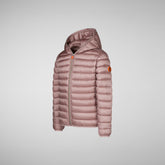 Girls' animal free hooded puffer jacket Iris in misty rose - GIFT GUIDE | Save The Duck