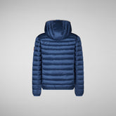 Girls' animal free hooded puffer jacket Iris in navy blue | Save The Duck