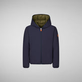 Boys' reversible hooded jacket Oliver in navy blue - Giacche Bambino | Save The Duck