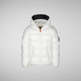 Girls' animal free hooded puffer jacket Kate in off white - Animal-Free Puffer Jackets Girl | Save The Duck