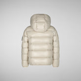 Girls' animal free hooded puffer jacket Kate in rainy beige - New In | Save The Duck
