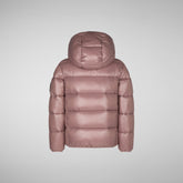 Girls' animal free hooded puffer jacket Kate in withered rose | Save The Duck
