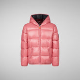 Girls' animal free hooded puffer jacket Kate in withered rose | Save The Duck
