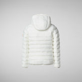 Girls' animal free hooded puffer jacket Leci in off-white - Animal-Free Puffer Jackets Girl | Save The Duck