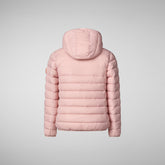 Girls' animal free hooded puffer jacket Leci in blush pink - Piumini Bambina Animal-Free | Save The Duck
