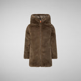 Girls' synthetic fur Flora in mud grey | Save The Duck