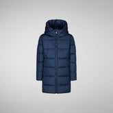 Girls' animal free hooded puffer jacket Ginny in navy blue | Save The Duck