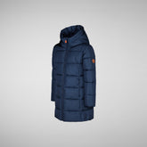 Girls' animal free hooded puffer jacket Ginny in navy blue | Save The Duck