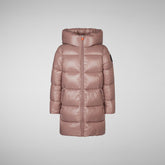 Girls' animal free hooded puffer jacket Millie in withered rose | Save The Duck