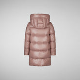 Girls' animal free hooded puffer jacket Millie in withered rose - Piumini Bambina Animal-Free | Save The Duck