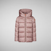 Girls' animal free puffer jacket Gracie in misty rose - W+Kids Made to match | Save The Duck