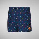 Boys' swimwear Getu in rainbow ducks on navy blue - Products | Save The Duck