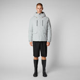 Man's hooded parka Hiram in frost grey - Extremely Warm Man | Save The Duck