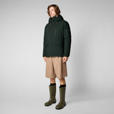 Man's hooded parka Hiram in green black - Sale | Save The Duck
