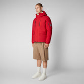 Man's hooded parka Hiram in flame red - Extremely Warm Man | Save The Duck