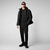 Man's hooded parka Alter in black | Save The Duck