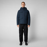 Man's hooded parka Mazus in blue black - Sale | Save The Duck