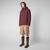 Man's hooded parka Ulmus in burgundy black - Glamour addicted | Save The Duck