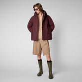 Man's hooded parka Ulmus in burgundy black - New In Man | Save The Duck
