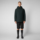 Man's hooded parka Ronan in green black - Sale | Save The Duck
