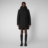 Woman's long hooded parka Sian in black - Sale | Save The Duck