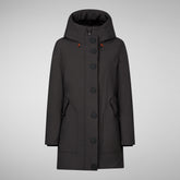 Woman's long hooded parka Sian in brown black | Save The Duck