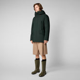Man's hooded parka Elon in green black - Sales Men | Save The Duck